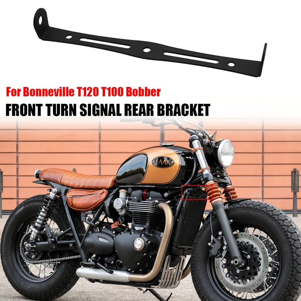 Soporte de señal de giro delantero hacia abajo apto para Triumph Bonneville T120 T100 Bobber Foto 1 de 4