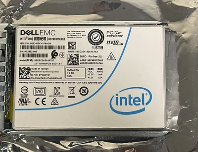Dell Intel DC P4610 1.6TB SSD 2.5 NVMe 12.25 PBW U2 15mm Mixed Use PCI-e 3.1 x4 - Image 1 of 4