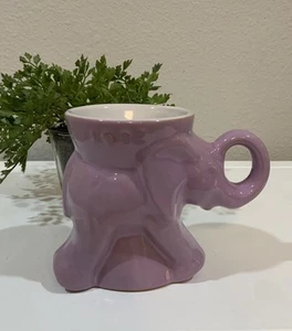 Taza de té café elefante Frankoma de colección GOP lavanda púrpura baúl buena suerte - Imagen 1 de 6