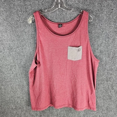 Volcom Men's Burgundy Gray Tank Top with Pocket Size XL Sleeveless - Image 1 of 4