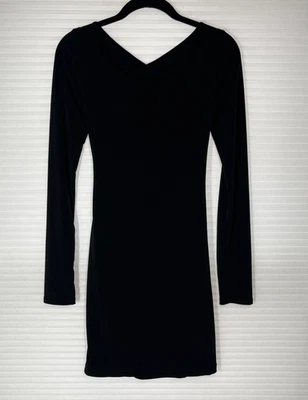 Guess Sheath Mini Bodycon Dress Size Small Black Cut Out Criss Cross Long Sleeve - Image 1 of 4