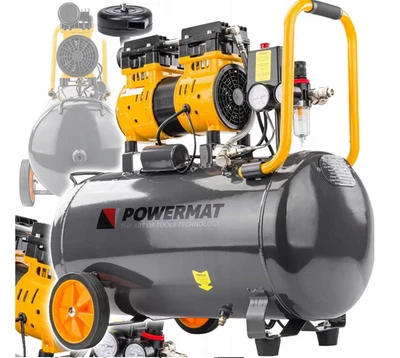 POWERMAT Ölfrei Kompressor Druckluftkompressor Doppelkolben 8 bar 50L 3,8PS Druckregler