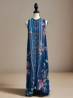 Johnny Was Willowa Silk Blend Maxi Sleeveless Slip Dress • Boho Embroidered Sz M - Image 1 of 4