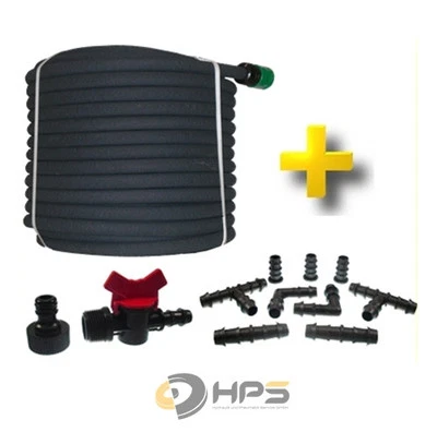 50m Perlschlauch Tropfschlauch 1/2 + 1x3-tlg.Set + Zuberhörset + Abperrhahn Set5 - Bild 1 von 4