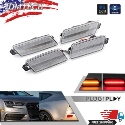 Clear LED Front&Rear Side Marker Lights Set For Audi A7 S7 RS7 Quattro 2012-2018 - Image 1 of 4
