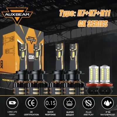 AUXBEAM H7+H7+H11 LED Headlight Fog Bulb White For Mercedes Benz ML350 2008-2011 - Image 1 of 4