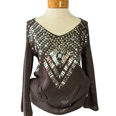 Top túnica punto puntelle adornado con lentejuelas talla grande BCBGMAXAZRIA para mujer Foto 1 de 4