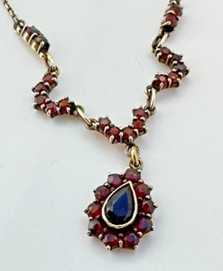 Collar de cadena de granate Gründerzeit collar de granate plata oro Bohemia n.º 359 - Imagen 1 de 6