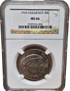 1924 MS66 NGC Huguenot Half Dollar 50c Coin - Picture 1 of 2
