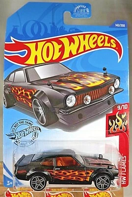 2020 Hot Wheels #142 HW Flames 9/10 CUSTOM FORD MAVERICK Flat Black w/Gray Pr5Sp - Image 1 of 4