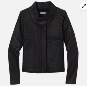 Helmut Lang Funnel Neck Denim Jacket Black Women Size L - Picture 1 of 8