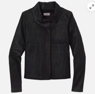 Helmut Lang Funnel Neck Denim Jacket Black Women Size L - Image 1 of 4