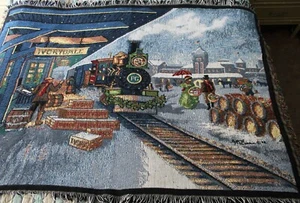 TRAIN STATION TAPESTRY Throw/Blanket 56"x44" Ivorydale by Northwest P&G - Picture 1 of 7
