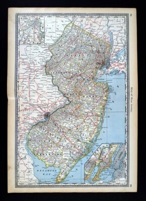 1883 Hardesty Map New Jersey City Newark Trenton Princeton New York Atlantic NJ - Image 1 of 4