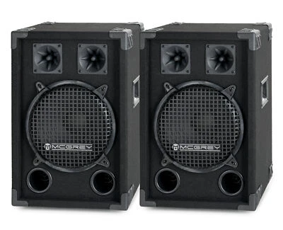 MCGREY Par de altavoces DJ PA de 25 cm (10") discoteca Bass Box subwoofer juego de 2 vías 800 vatios
