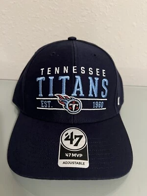 '47 Marca MVP NFL Tennessee Titans Línea Central Azul Marino Gorra Ajustable Sombrero NUEVO Foto 1 de 4