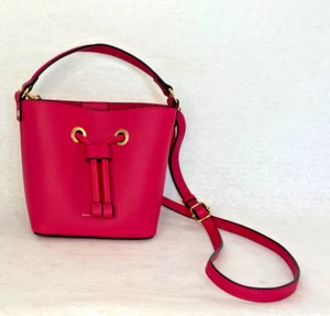Nanette Lepore Pink Bucket Crossbody Purse Bag Pebbled Faux Leather - Picture 1 of 5