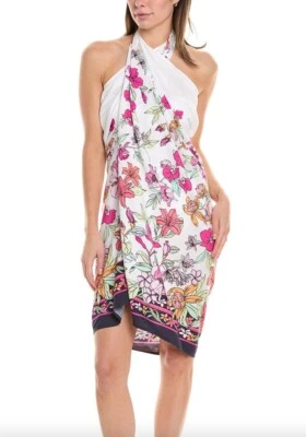 NUEVO CON ETIQUETAS $79.50 Tommy Bahama Blanco Verano Floral Pareo Sarong Vestido O/S Foto 1 de 4