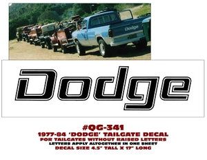 SP QG-341 1969-1984 DODGE TRUCK - TAILGATE NAME DECAL - 17" LONG - Picture 1 of 1