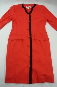 Vintage 80s 90s Casual Corner Women 8 Red Long Sleeve A-Line Dress NWT L421 - Picture 1 of 11