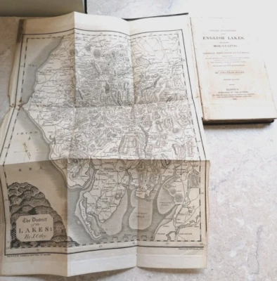ENGLISH LAKES & MOUNTAINS - OTLEY - DRUID CIRCLES GIANTS GRAVE FOLD OUT MAP 1830 - Image 1 of 4