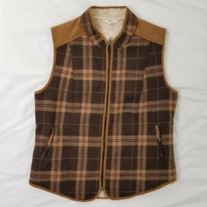 Entro braun kariert Kunst Lammfell Sherpa Fell gefüttert warme Weste Damengröße Medium - Bild 1 von 4