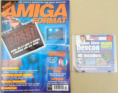 Amiga Format Magazine w/CD ©Feb.1998 Game HD Installers POVray3 RayStorm +MORE - Image 1 of 4