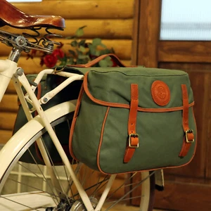 TOURBON Bike Double Pannier Bag Waterproof Canvas Bicycle Rear Rack Twin Pack AU - Picture 1 of 24