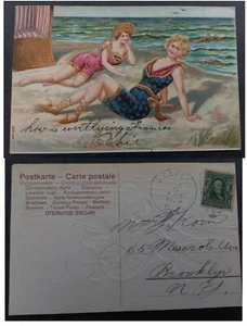 1908 United States Postcard-Beach Scene ties 1c Stamp cd Belford-Brooklyn - Bild 1 von 3