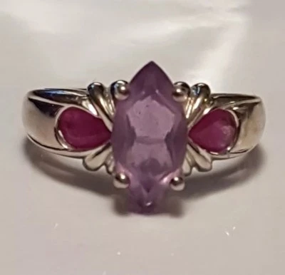 RING  AMETHYST  RUBINE  SILBER 925  GR. 18 - Bild 1 von 3