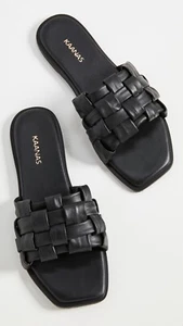 Kaanas Belinha All over Leather Slide Basket weave Size 7 BNWB - Picture 1 of 9