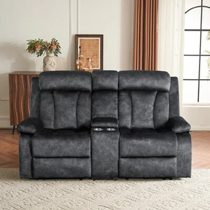 Electric Power Loveseat Recliner, Dual Recliner Sofa Couch with Heat & Massage - Picture 1 of 41