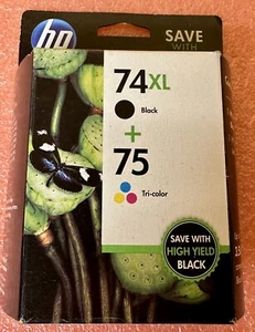 HP 74XL Tintenpatrone Schwarz/75 Tri-Color (CZ139FN) Abgelaufen 05/2014 Neu im Karton - Bild 1 von 5