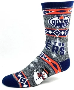 Edmonton Oilers Hockey Feos Navidad Navidad Snowman Suéter Calcetines de Crew - Imagen 1 de 3