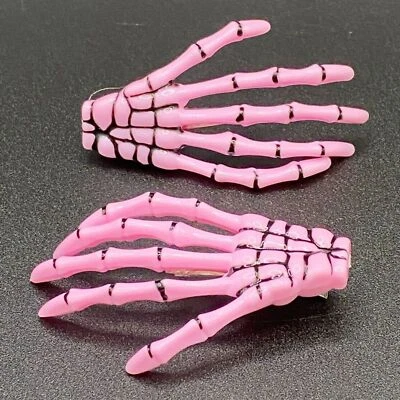 Light Pink Skeleton Hand Alligator Clip Barrettes  - Image 1 of 4