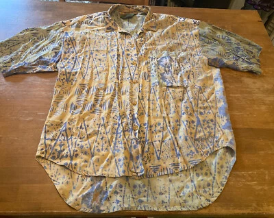 Pure Love By Take Away Batik Hawaiian Shirt Mens SZ MED Handmade Multi-color - Image 1 of 4