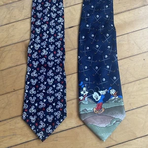 Vintage Disney Mickey Silk Polyester Tie Lot Of 2 Ties Golf Cute NWT 58” Y2K OBO - Imagen 1 de 5