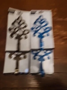 Lot Of 4 New Antique  Blue  and Brass Finish Hook. Holds 20 Lb. 7  Inch. - Picture 1 of 3