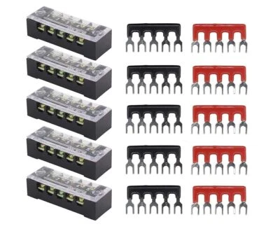 5 Sets Dual Row 5 Position Screw Terminal Electric Barrier Strip Block 600V 15A - Image 1 of 4