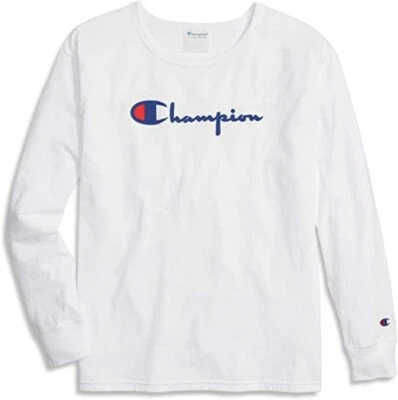 Camiseta para mujer Champion mediana M The Long Sleeve Boyfriend Direct Flock Script Foto 1 de 4
