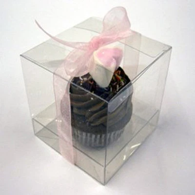 200 Bulk 7cm Bomboniere favor clear PVC plastic artefact wedding cup cake box - Image 1 of 4