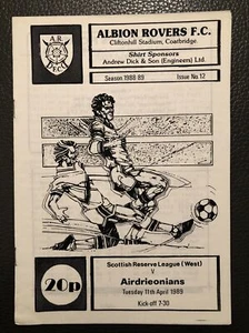 11.4.1989. Albion Rovers Res v Airdrieonians Res (Scottish Reserve League West). - Picture 1 of 2