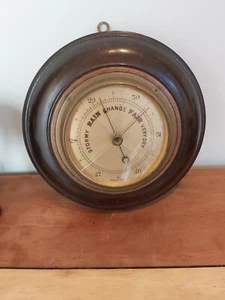 Antique English Edwardian Oak Barometer * Free Uk Mainland Postage - Picture 1 of 3