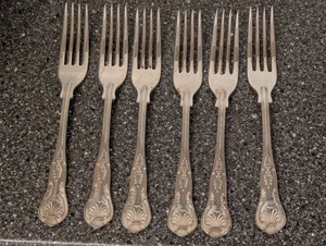 6 SHEFFIELD SILVER PLATED EPNS AI DINNER FORKS KINGS PATTERN - Picture 1 of 4