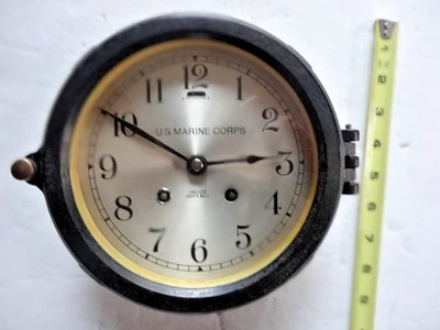 Raro Chelsea Clock Co. Boston Marine Corps USMC Ship Bell Caja de Acero Foto 1 de 4
