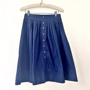 J. Crew Women’s Navy Blue Midi Skirt Pleated Button Front Women’s XS - Bild 1 von 15