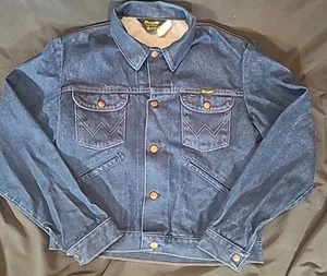 Vintage 70s 80s Wrangler No Fault Dark Wash 14oz Denim Jacket 74126NV Size 42 - Imagen 1 de 8