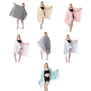 Fringed Turkish Cotton Beach Towel High Absorbent Bath Towel for Beach and Daily - Picture 1 of 15