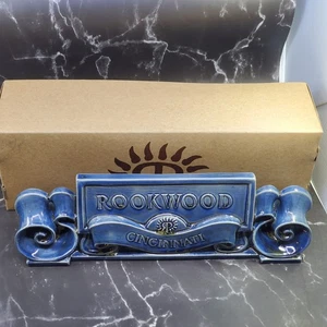 Rookwood 1986 Art Pottery Glazed Blue Scroll Advertising Dealer Sign - Picture 1 of 15