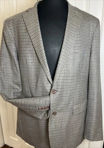 Lauren Ralph Lauren Brown Grey Gingham Check 2 Button Blazer 46L - Picture 1 of 9